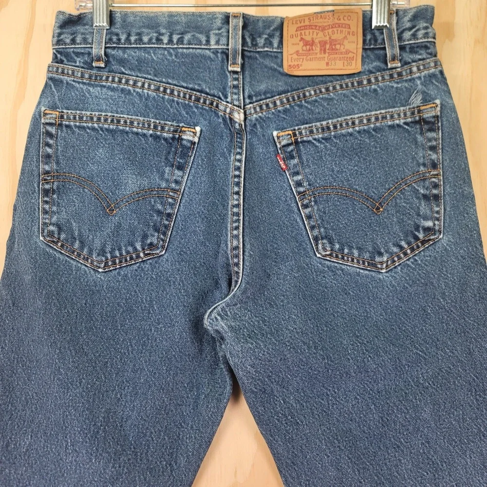 Vintage Levis 505 Regular Fit Straight Leg Jeans Mens 32x29 Blue USA Made 2002